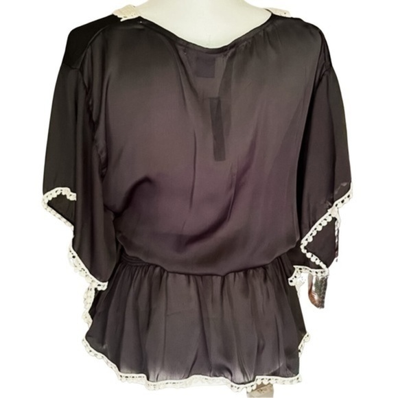 Grace Elements Women’s Black Embroidered Peplum Blouse - Picture 6 of 7